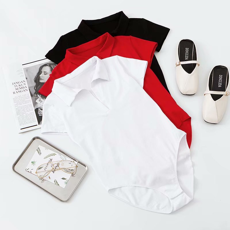 Slim fit short-sleeved T-shirt rompers