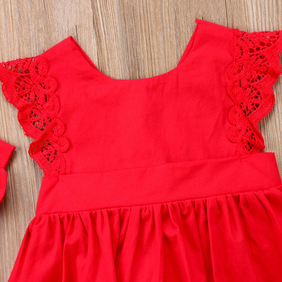 Frilled Red Dress For Girls