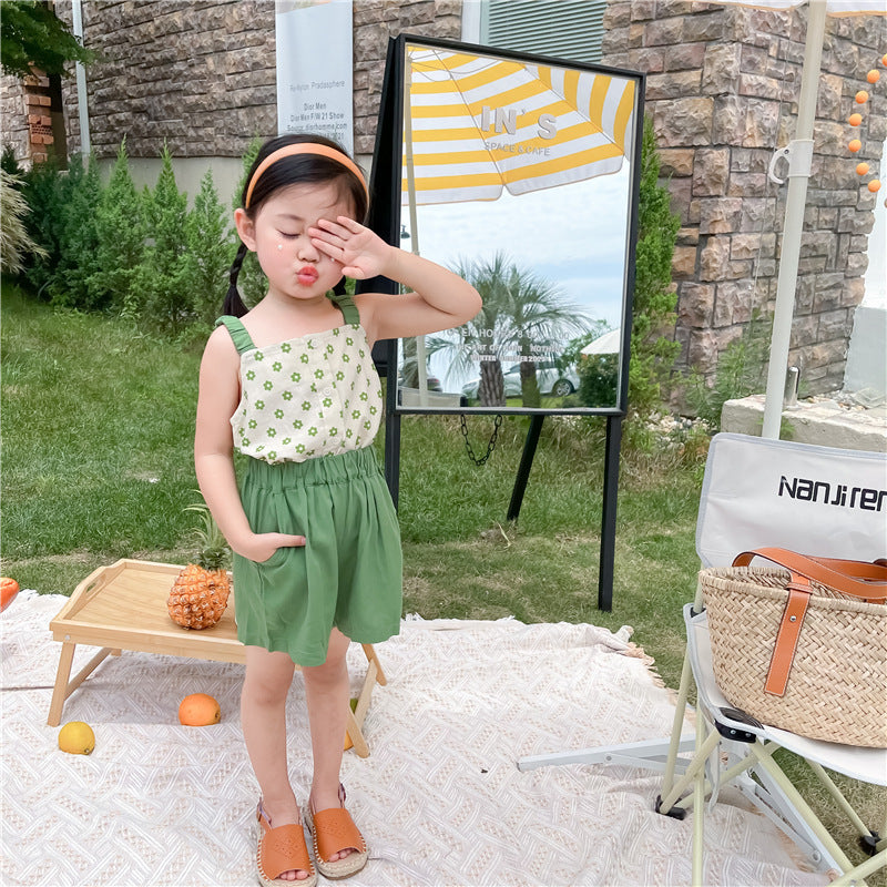 Green Flower Camisole Dress