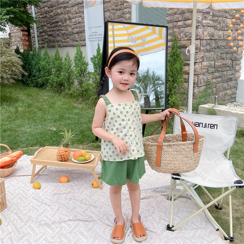 Green Flower Camisole Dress