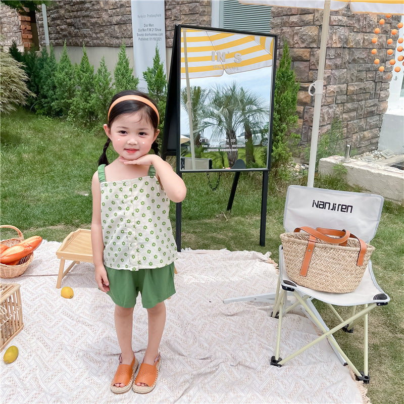 Green Flower Camisole Dress