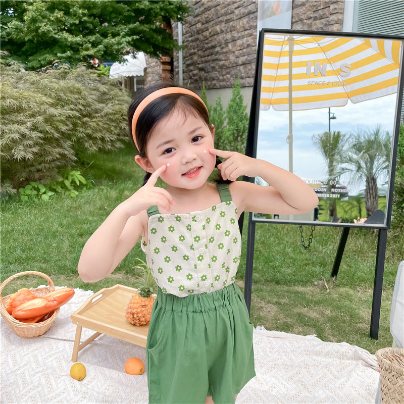 Green Flower Camisole Dress