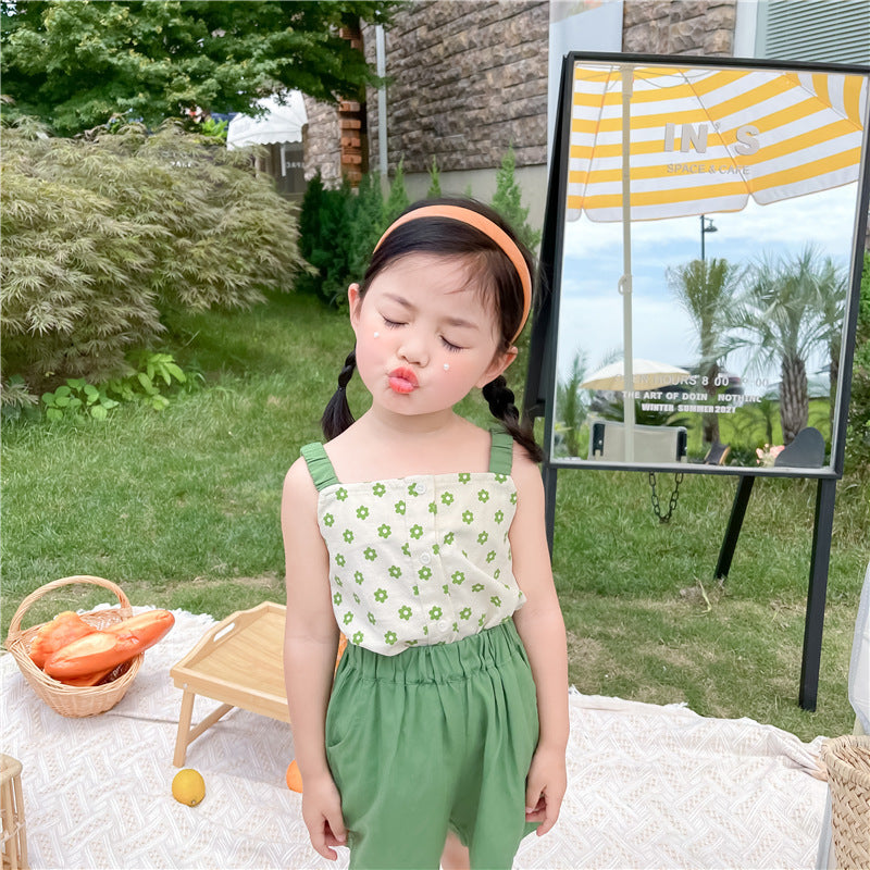 Green Flower Camisole Dress