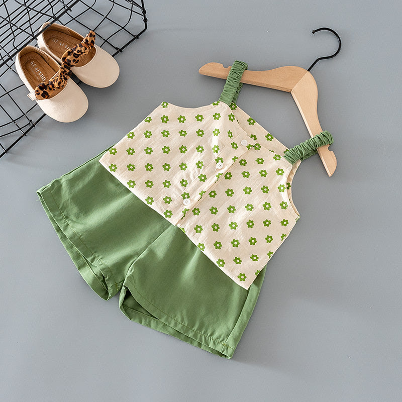 Green Flower Camisole Dress