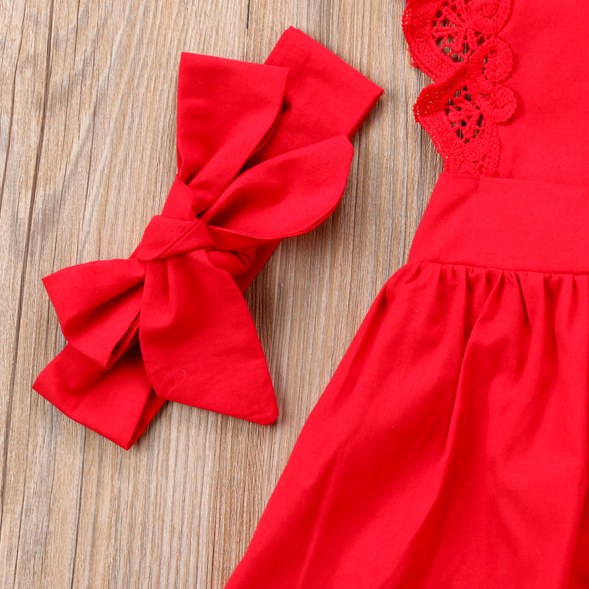 Frilled Red Dress For Girls