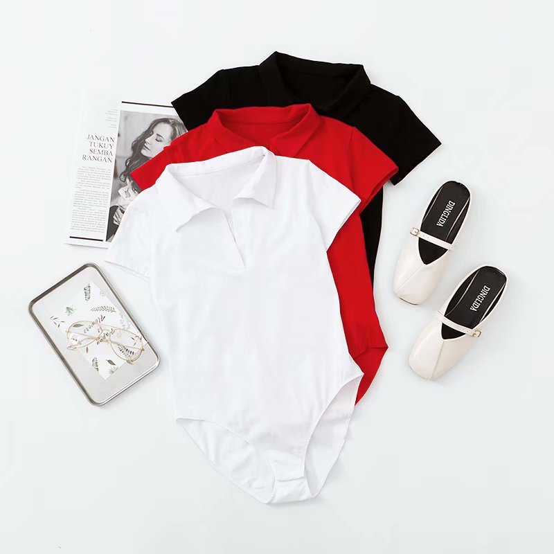 Slim fit short-sleeved T-shirt rompers