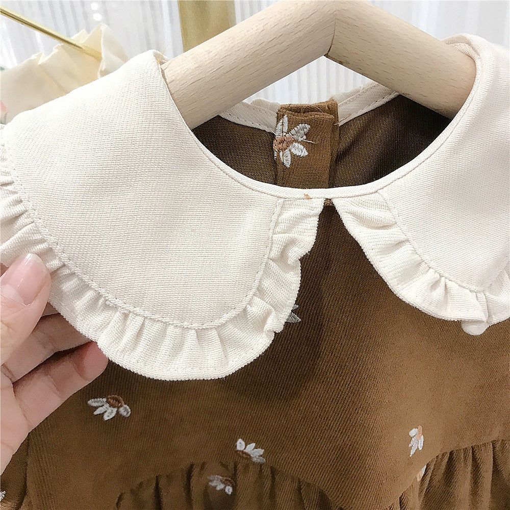 Lace Collar Solid Color Dress