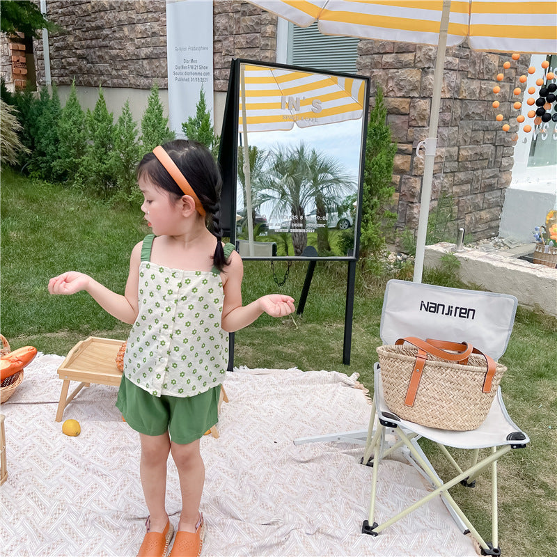 Green Flower Camisole Dress