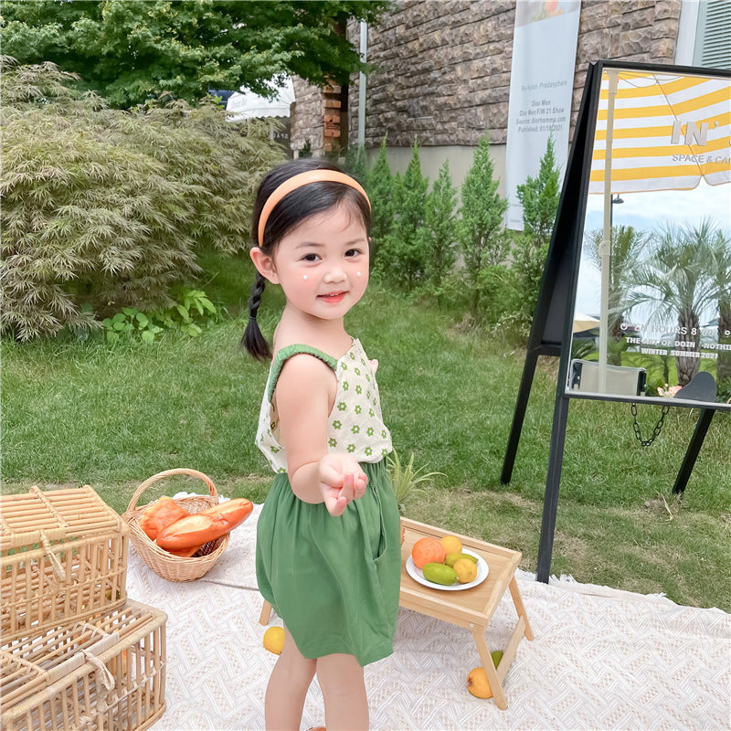 Green Flower Camisole Dress