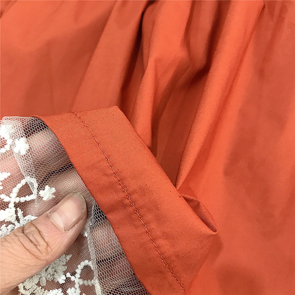 Lace Collar Solid Color Dress